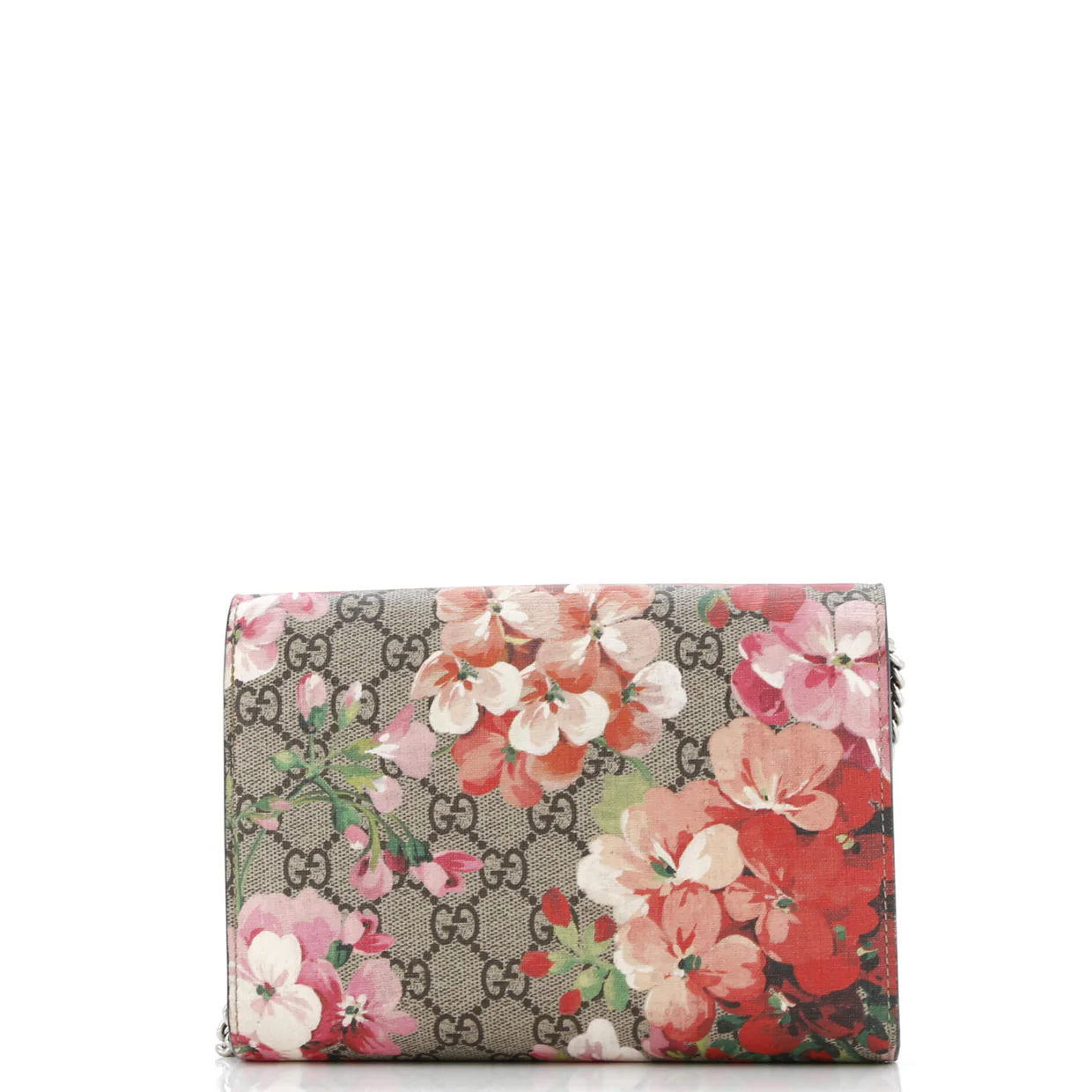 Dionysus Chain Wallet Blooms Print GG Coated Canvas Small - Deep Luxury
