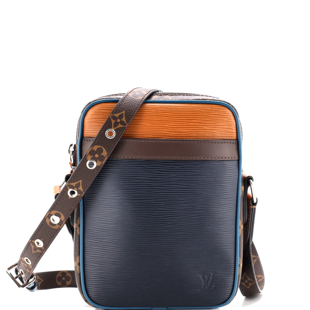 Danube Handbag Epi Leather with Monogram Canvas Slim - Deep Luxury