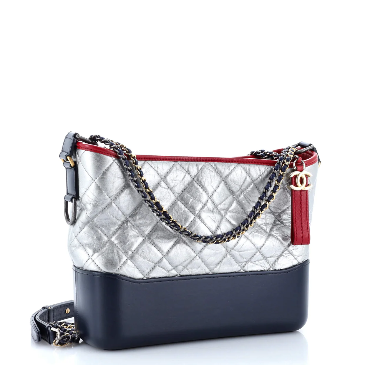 Gabrielle Hobo Quilted Metallic Aged Calfskin Medium - Deep Luxury