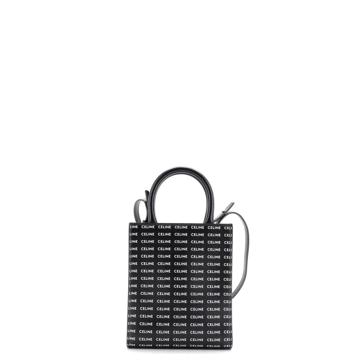 Vertical Cabas Tote All Over Logo Print Leather Mini - Deep Luxury