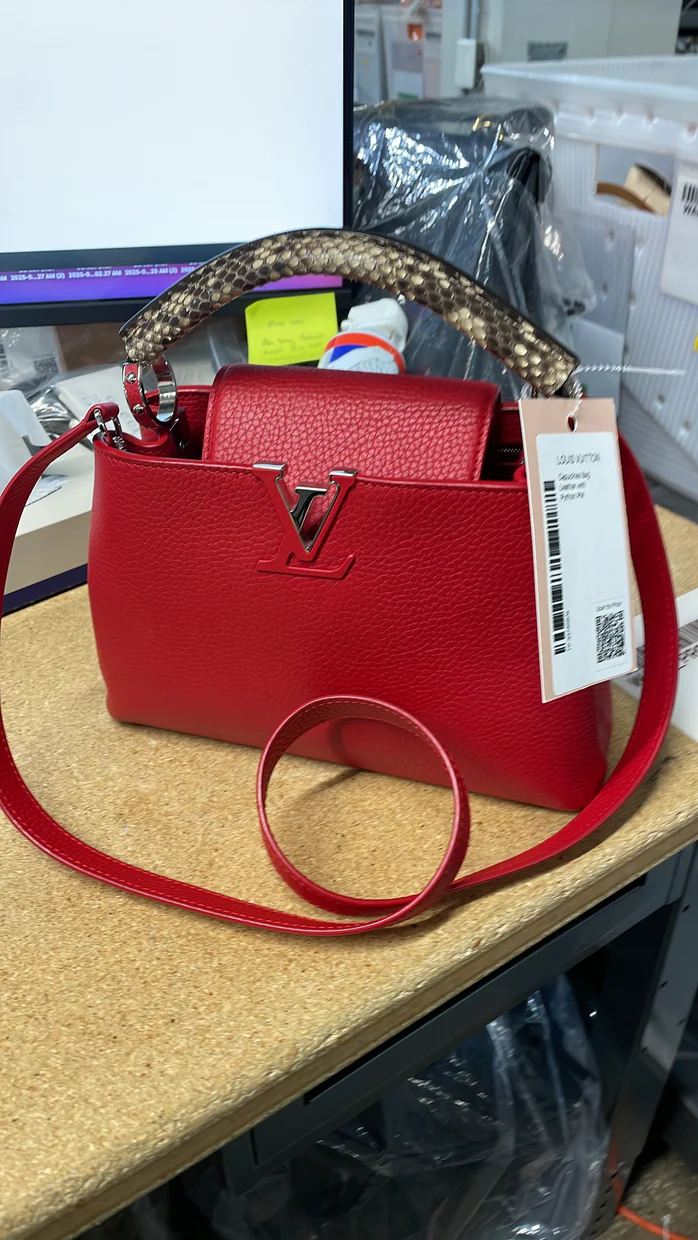 Capucines Bag Leather with Python PM - Deep Luxury