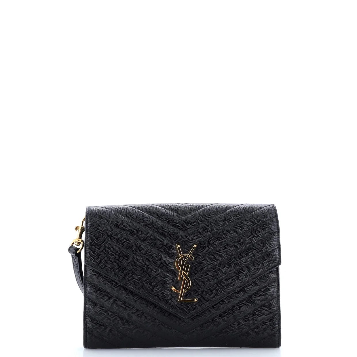 Classic Monogram Envelope Wristlet Clutch Matelasse Chevron Leather - Deep Luxury