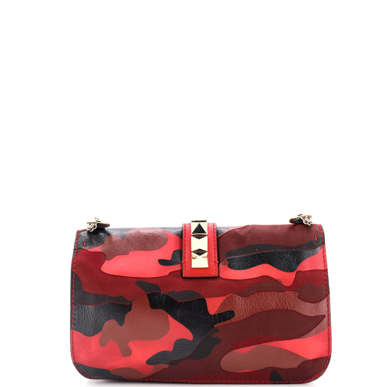 Glam Lock Shoulder Bag Camo Leather and Canvas Medium - Deep Luxury