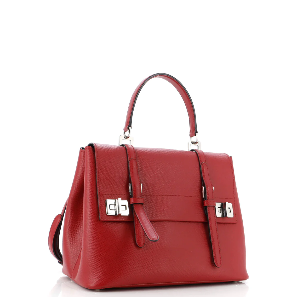 Dual Flap Double Turn Lock Satchel City Calfskin Medium - Deep Luxury
