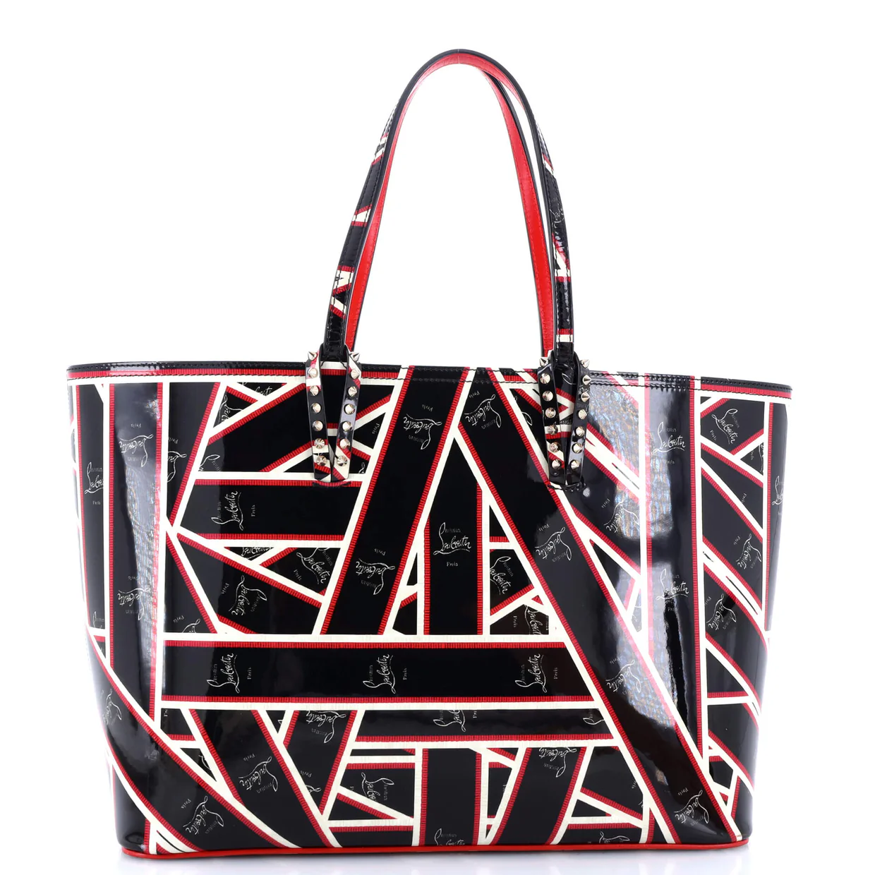 Cabata East West Tote Printed Patent Large - Deep Luxury