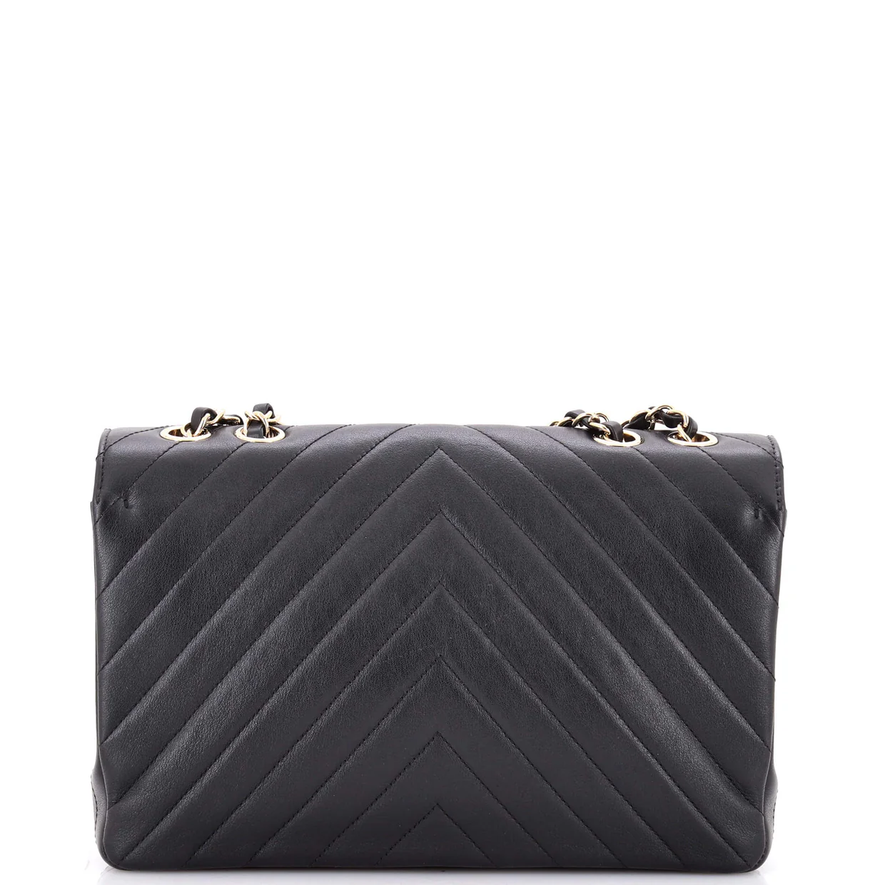 Statement Flap Bag Chevron Calfskin Medium - Deep Luxury