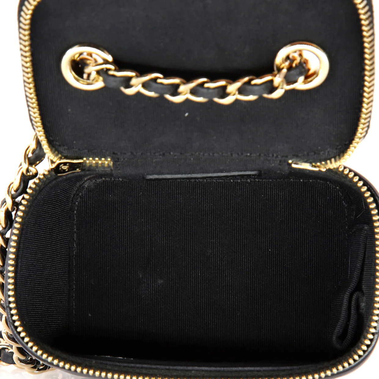 Camellia Bow Vanity Case with Chain Quilted Lambskin Mini - Deep Luxury