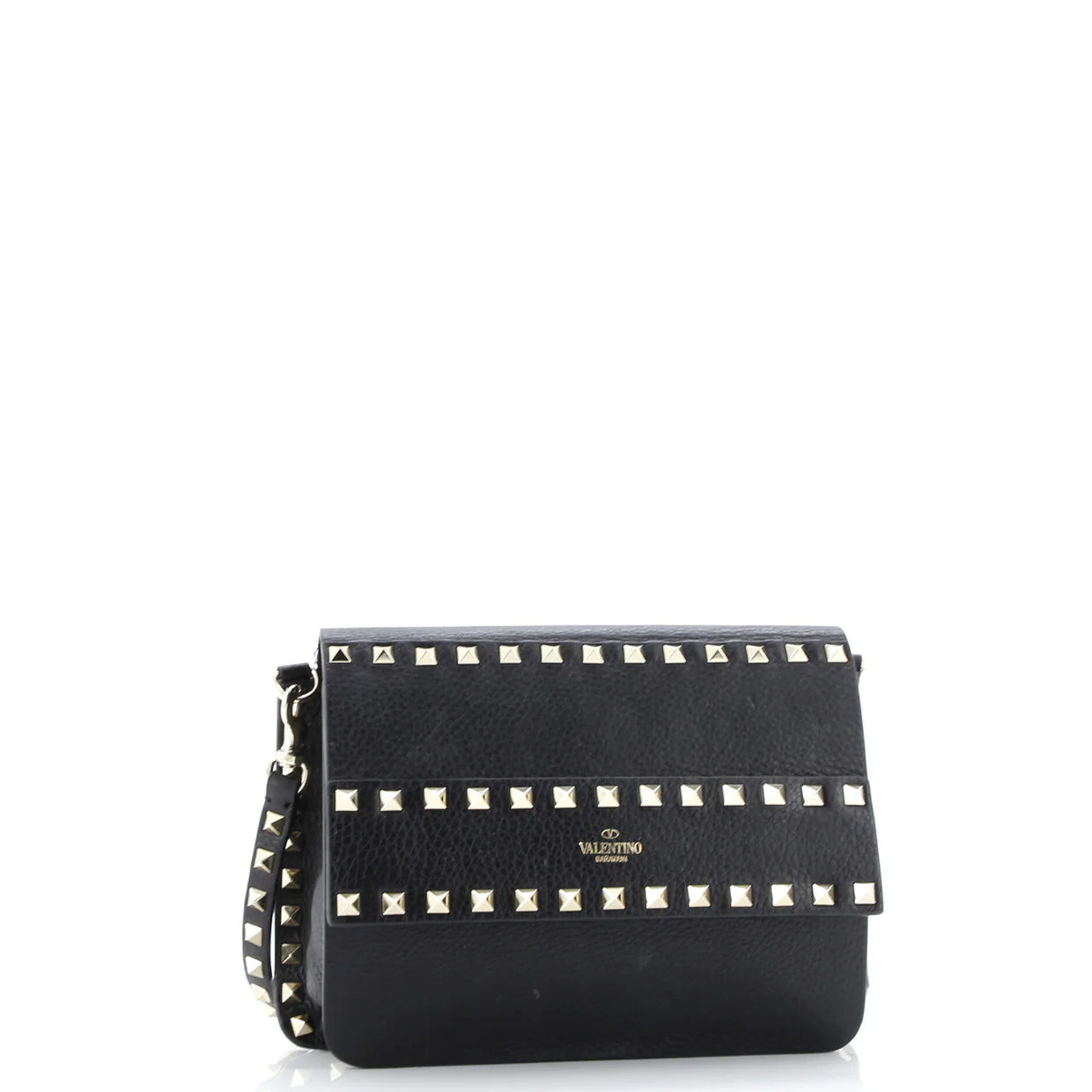 Rockstud Front Handle Flap Bag Leather Small - Deep Luxury