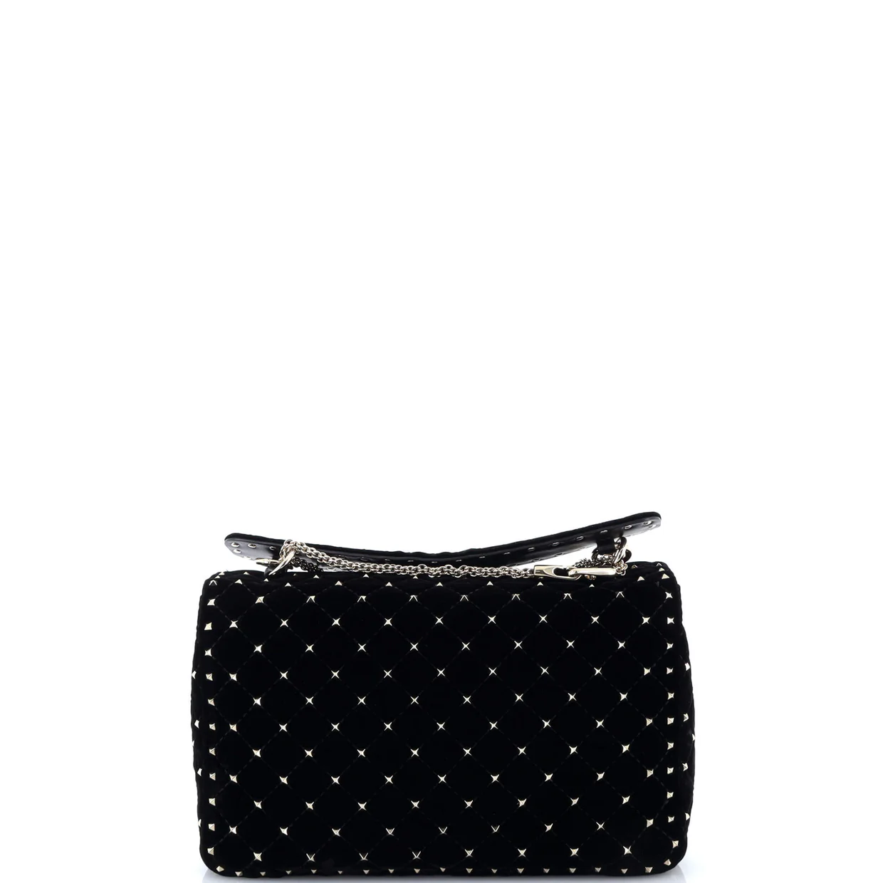 Rockstud Spike Flap Shoulder Bag Quilted Velvet Large - Deep Luxury