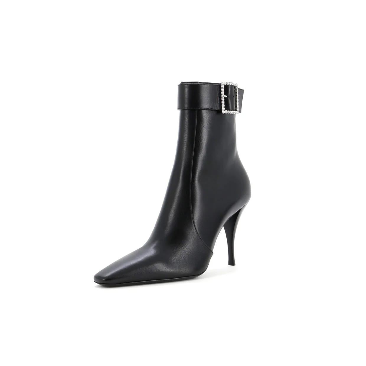 Women's Tom Ankle Boots Leather with Crystal Buckle - Deep Luxury