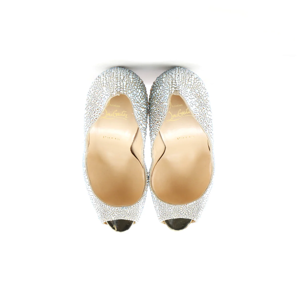 Women's Lady Claude Peep Toe Pumps Crystal Embellished Leather 120 - Deep Luxury