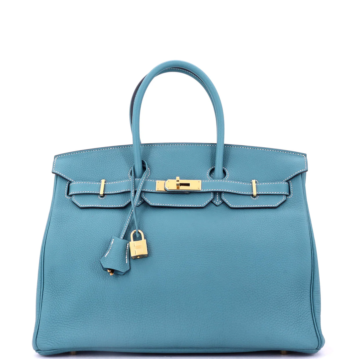 Birkin Handbag Bleu Jean Togo with Gold Hardware 35 - Deep Luxury