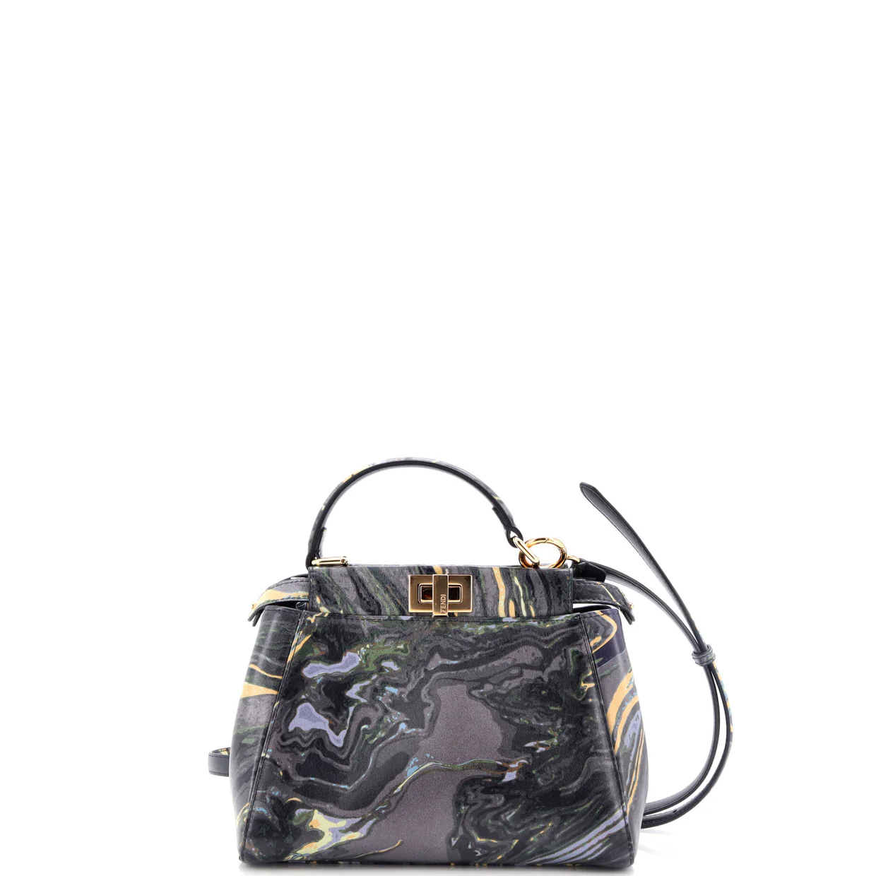 Peekaboo Bag Marble Print Leather Mini - Deep Luxury
