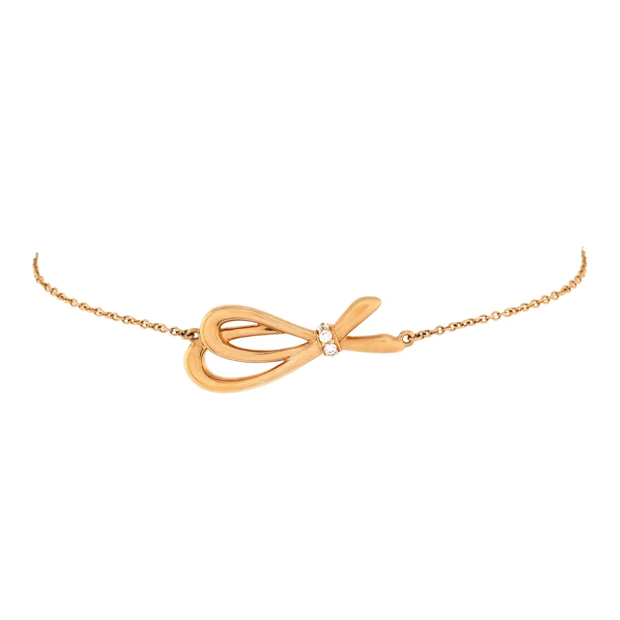 Bow Knot Chain Bracelet 18K Rose Gold with Diamonds Small - Deep Luxury