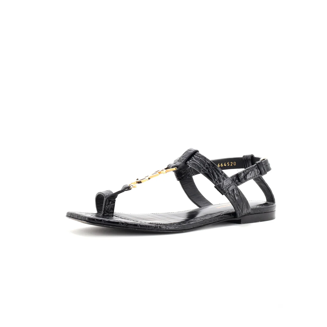 Women's Cassandra Flat Sandals Crocodile Embossed Leather - Deep Luxury