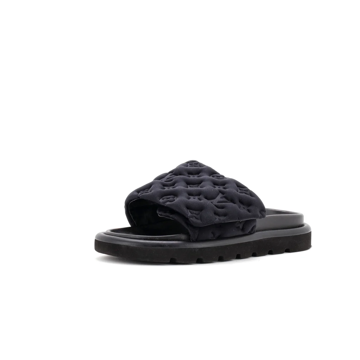 Women's Pool Pillow Comfort Mule Sandals Monogram Puffer Fabric - Deep Luxury