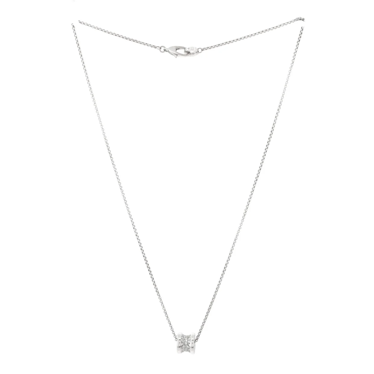 B.Zero1 Pendant Necklace 18K White Gold with Diamonds - Deep Luxury