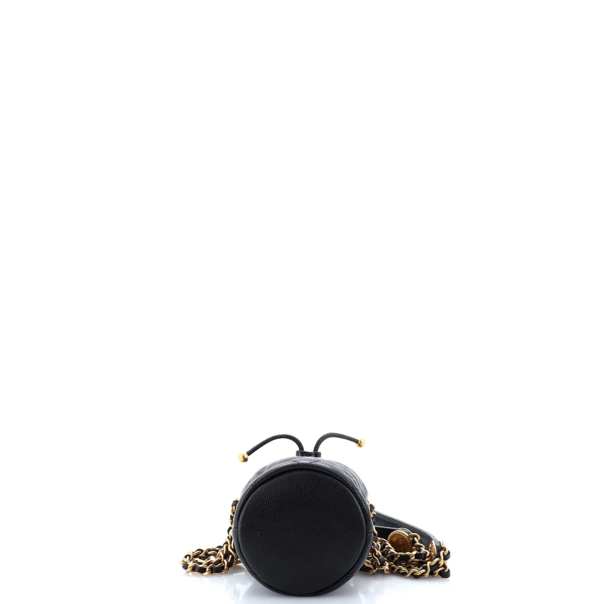 Twist Your Buttons Drawstring Bucket Bag Quilted Caviar Mini - Deep Luxury