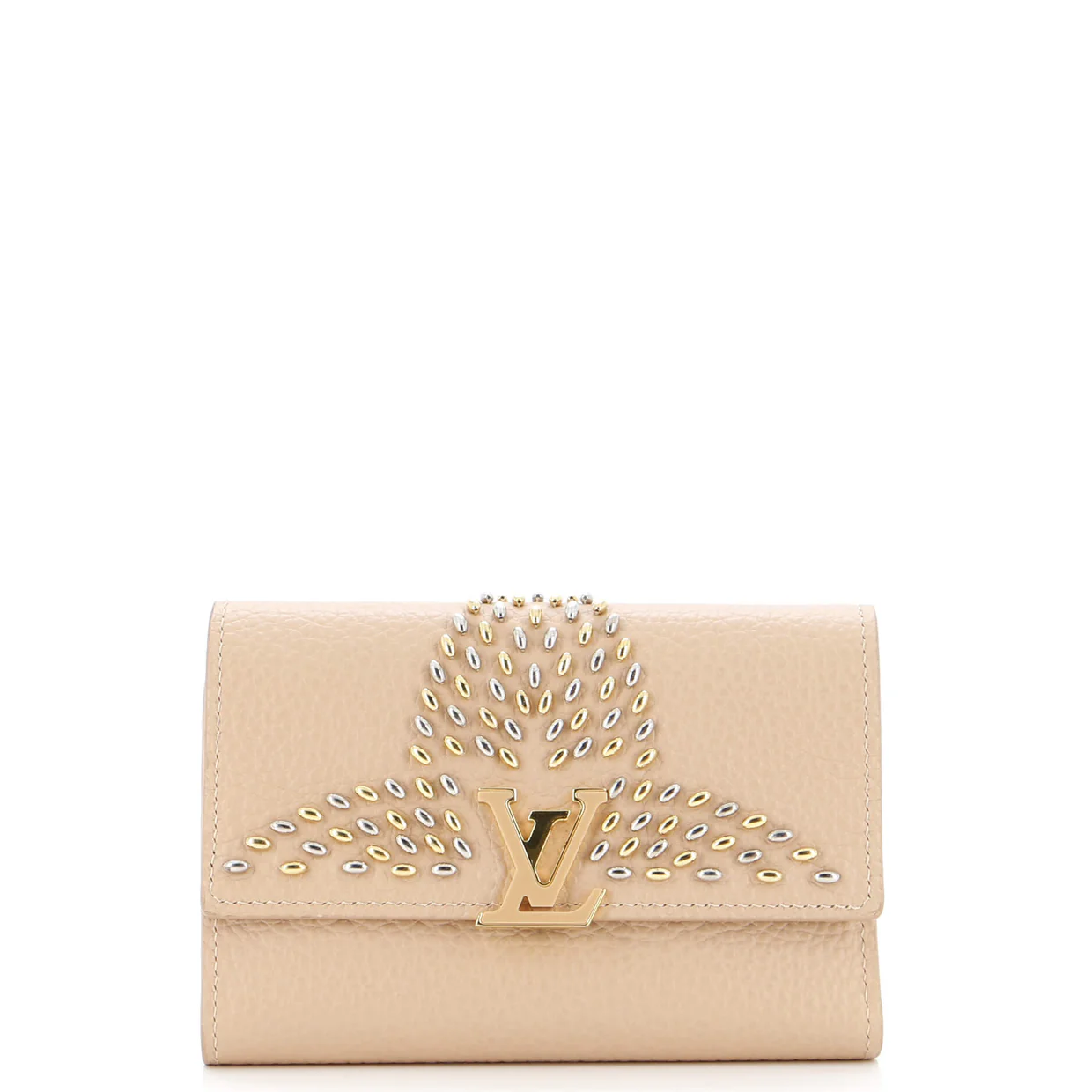 Capucines Wallet Leather with Embellished Detail Compact - Deep Luxury