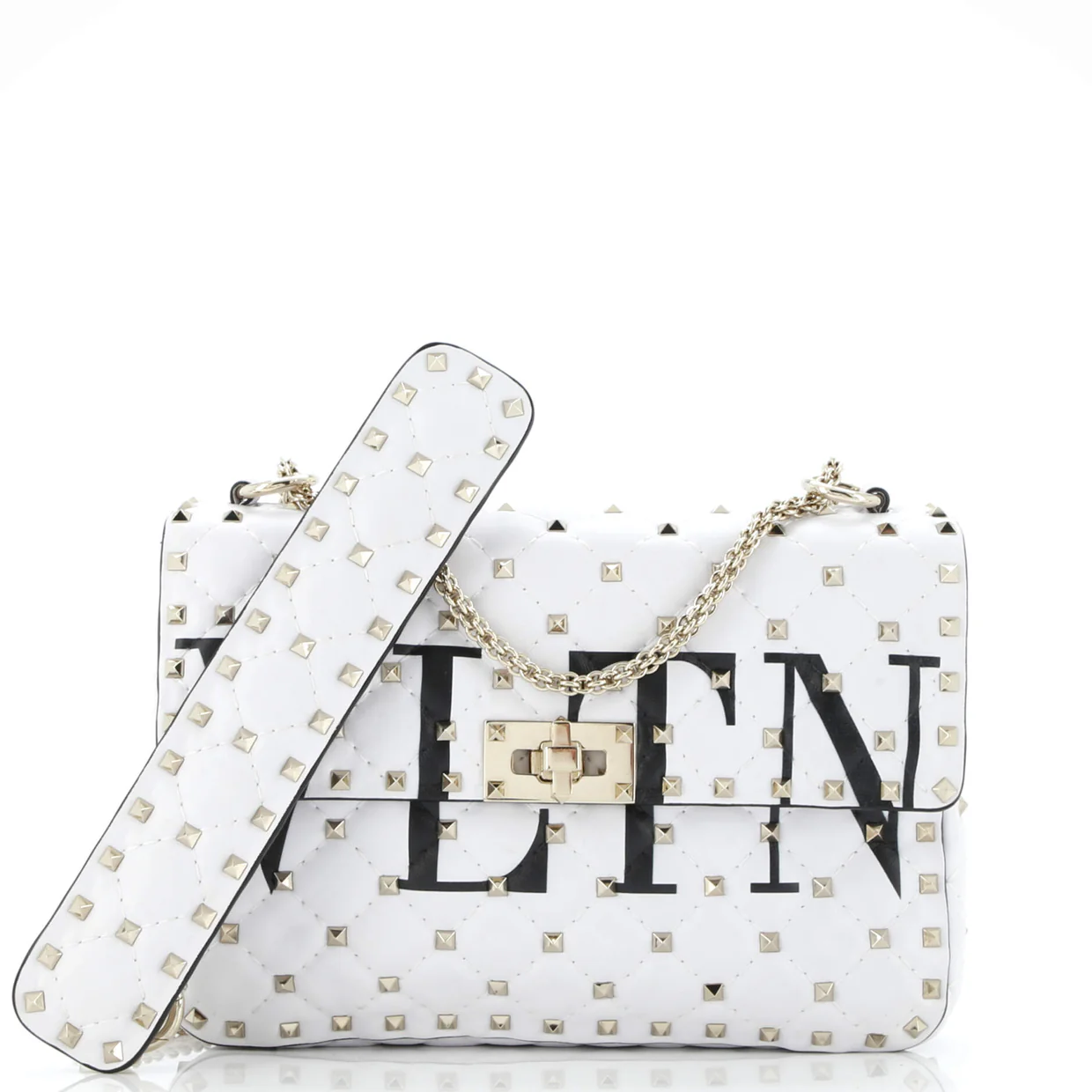 VLTN Rockstud Spike Flap Bag Quilted Leather Medium - Deep Luxury