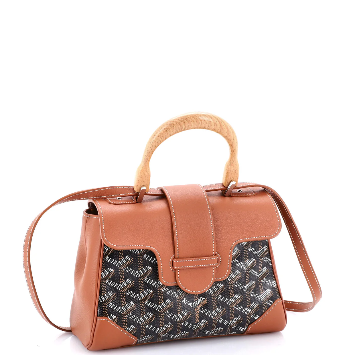 Saigon Top Handle Bag Coated Canvas with Leather Mini - Deep Luxury