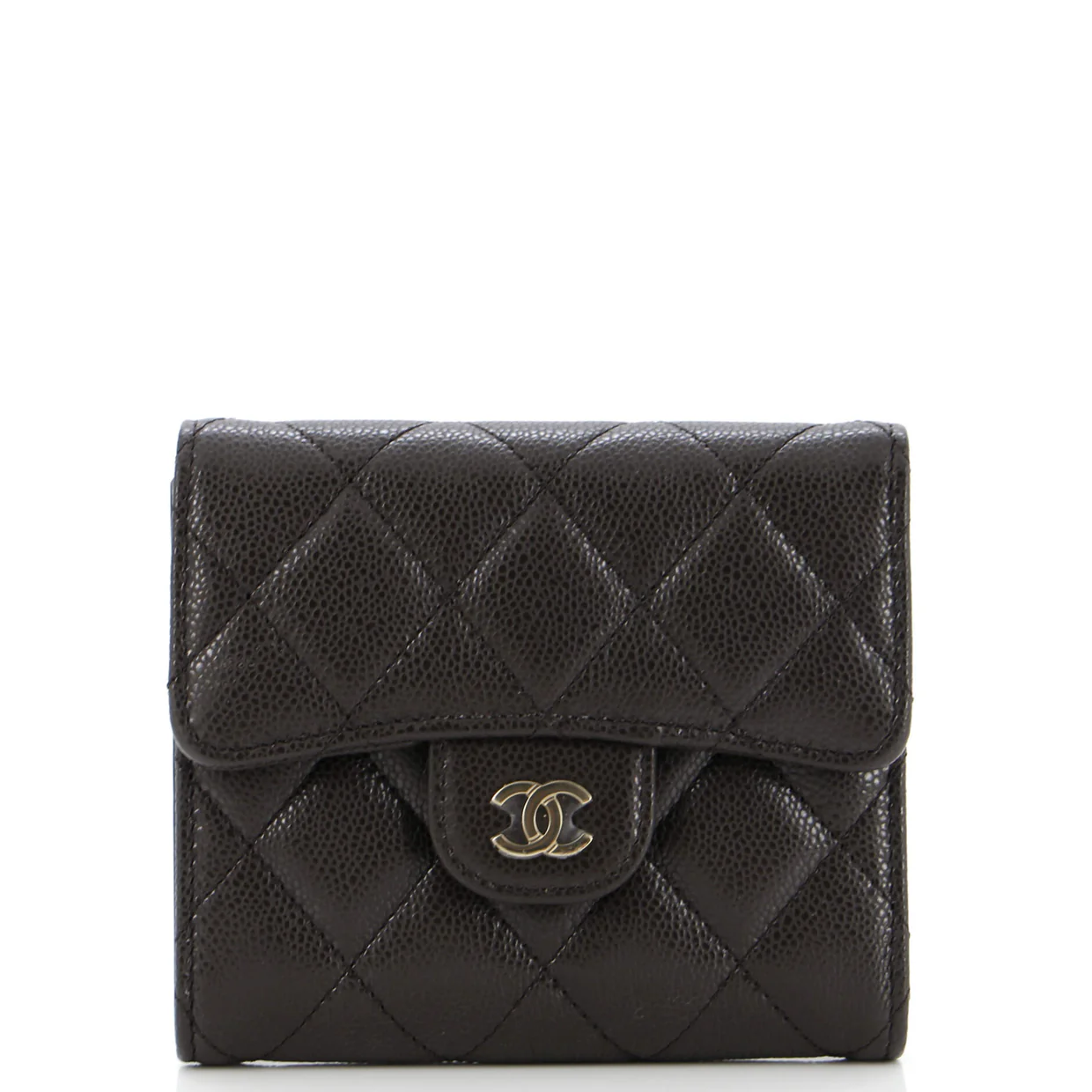 CC Compact Classic Flap Wallet Quilted Caviar - Deep Luxury
