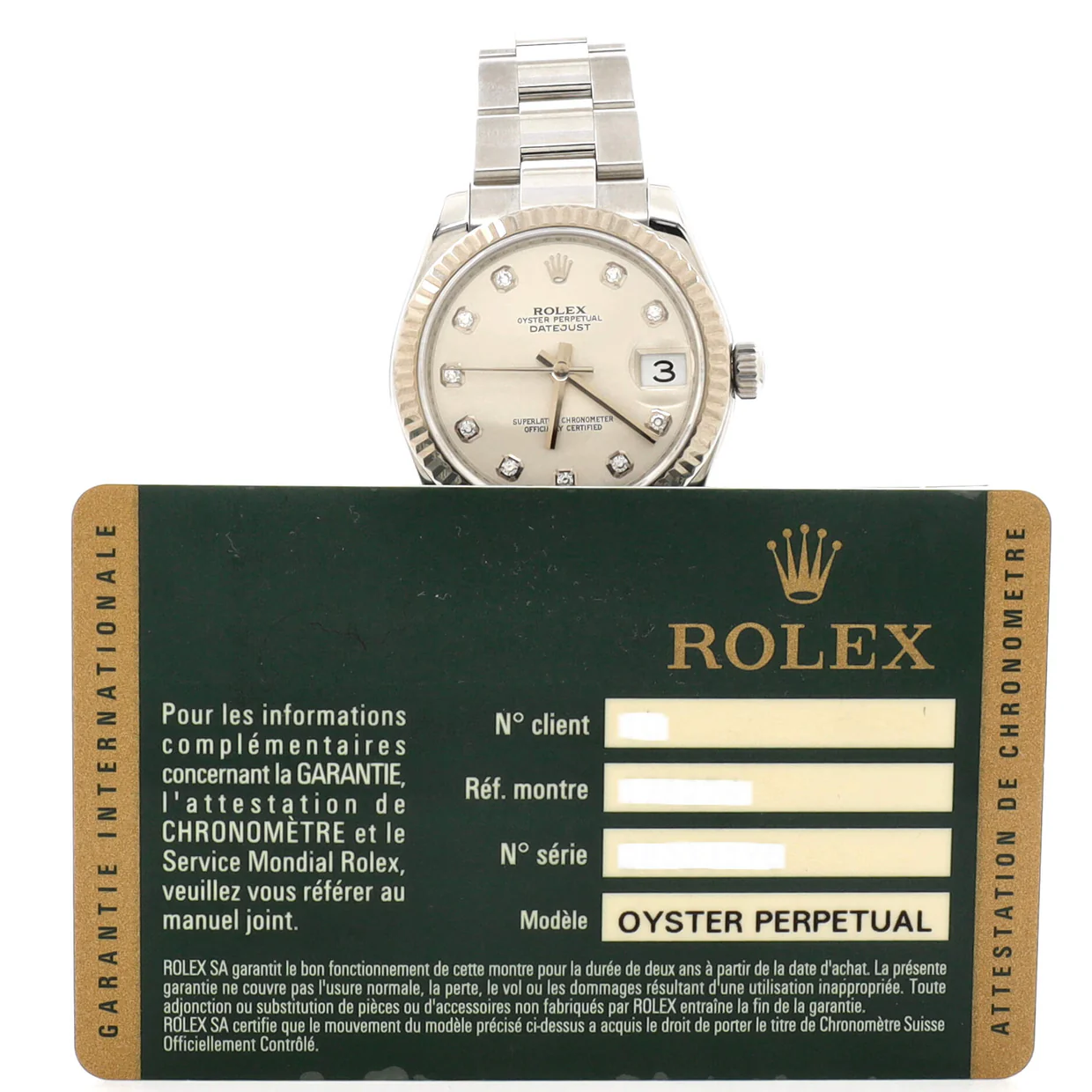 Oyster Perpetual Datejust Automatic Watch Stainless Steel and White Gold with Diamond Markers 31 - Deep Luxury