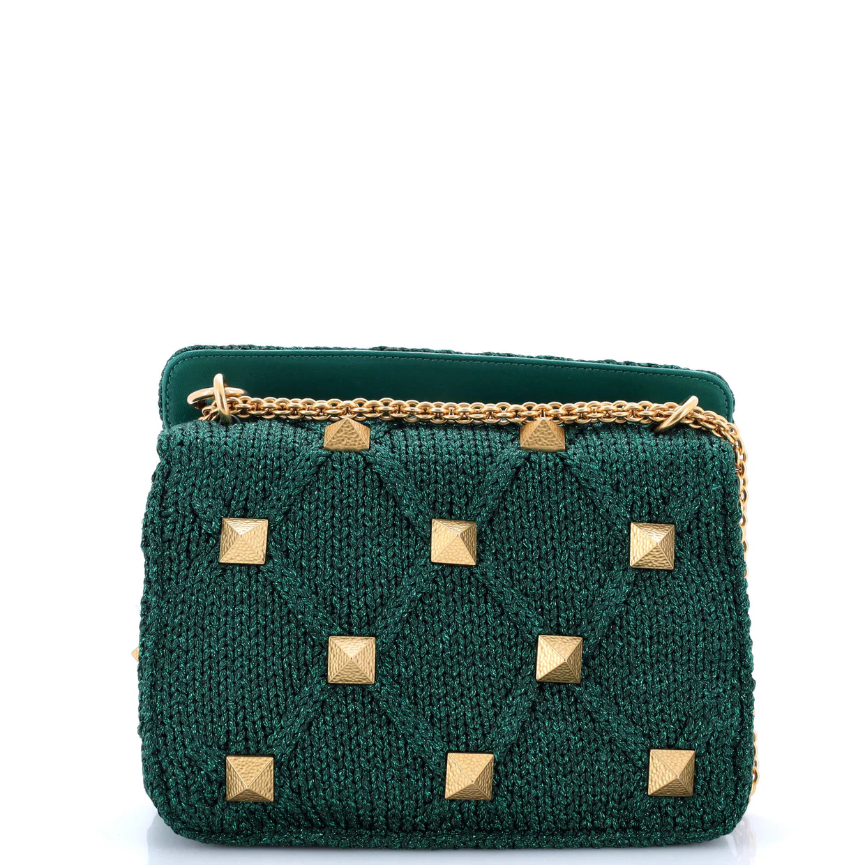 Roman Stud Flap Bag Quilted Knit Large - Deep Luxury