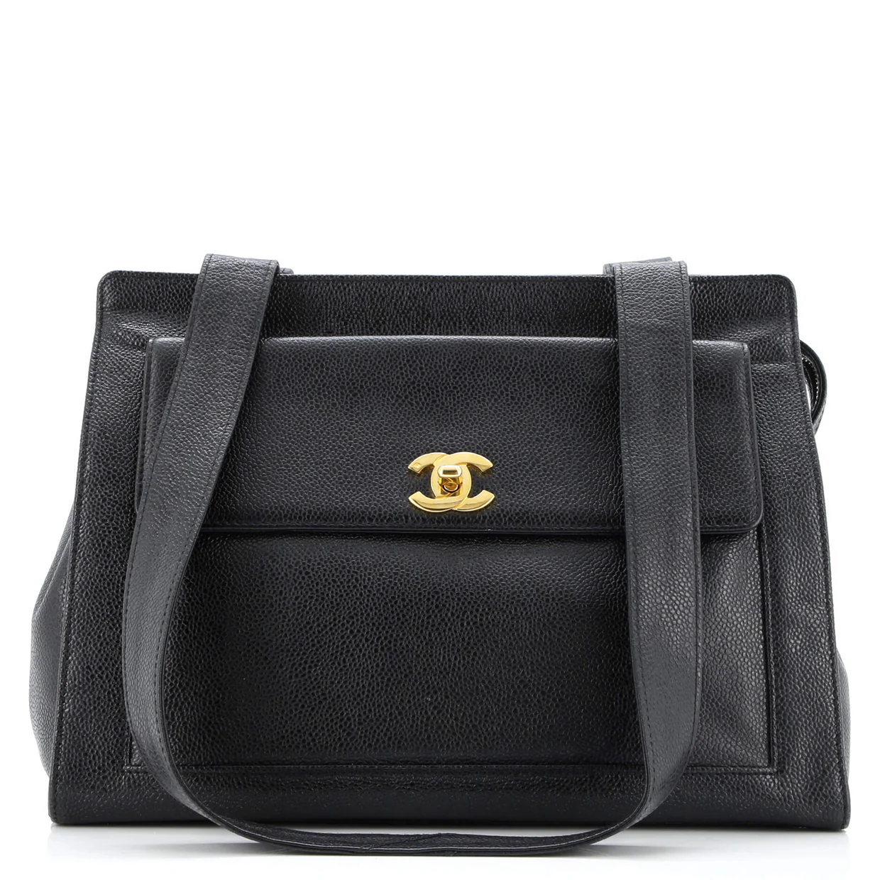 Vintage Front Pocket Tote Caviar Medium - Deep Luxury