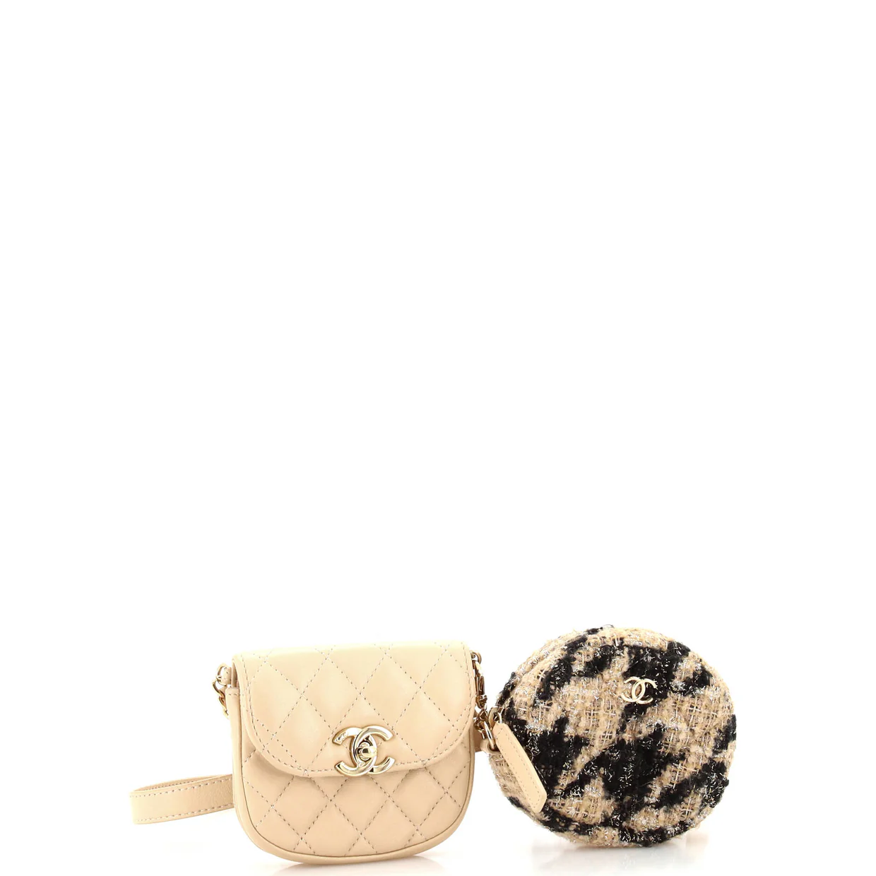 CC Waist Bag with Coin Purse Quilted Lambskin and Tweed - Deep Luxury