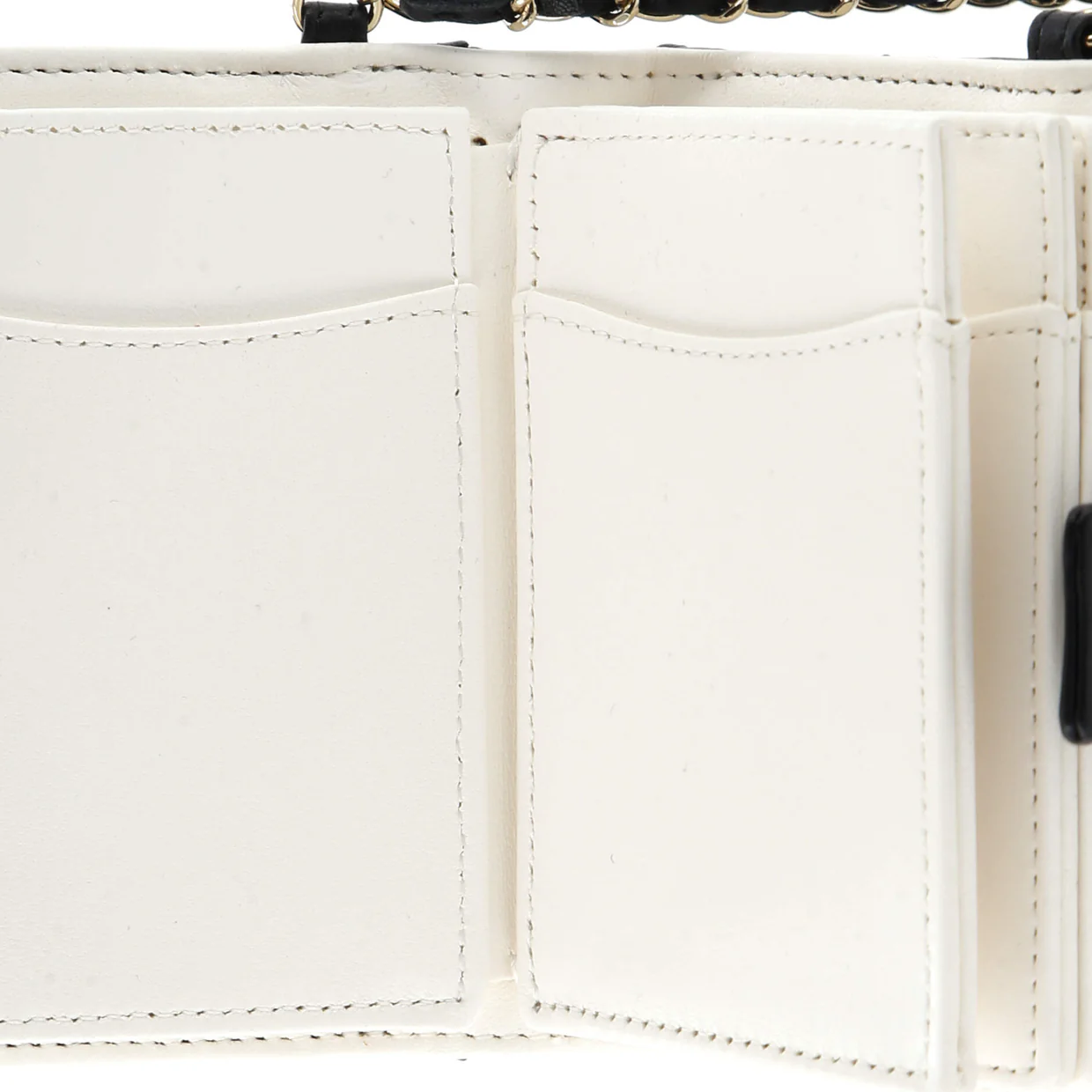 CC Book Card Holder with Chain Quilted Lambskin - Deep Luxury