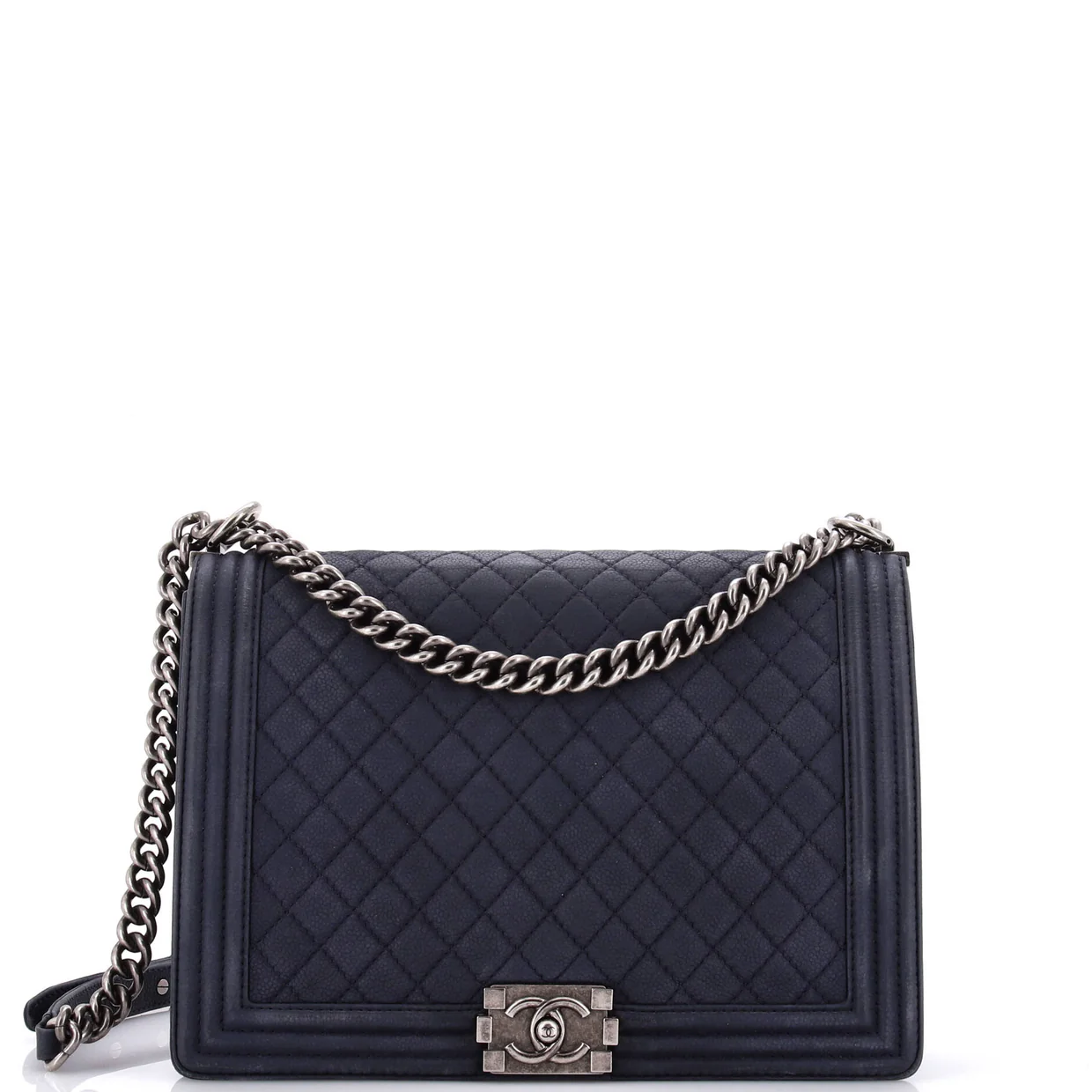Boy Flap Bag Quilted Matte Caviar Large - Deep Luxury
