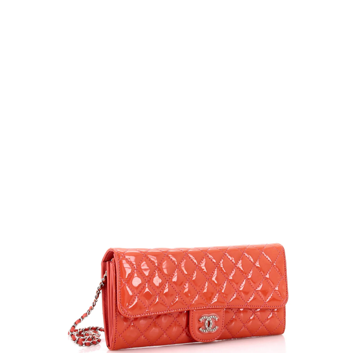 Brilliant Wallet on Chain Clutch Quilted Patent East West - Deep Luxury