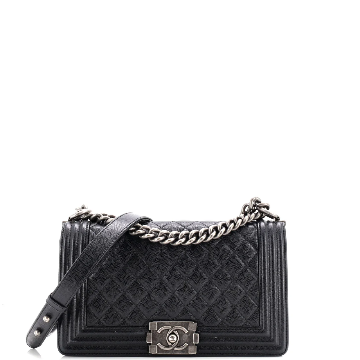 Boy Flap Bag Quilted Caviar Old Medium - Deep Luxury