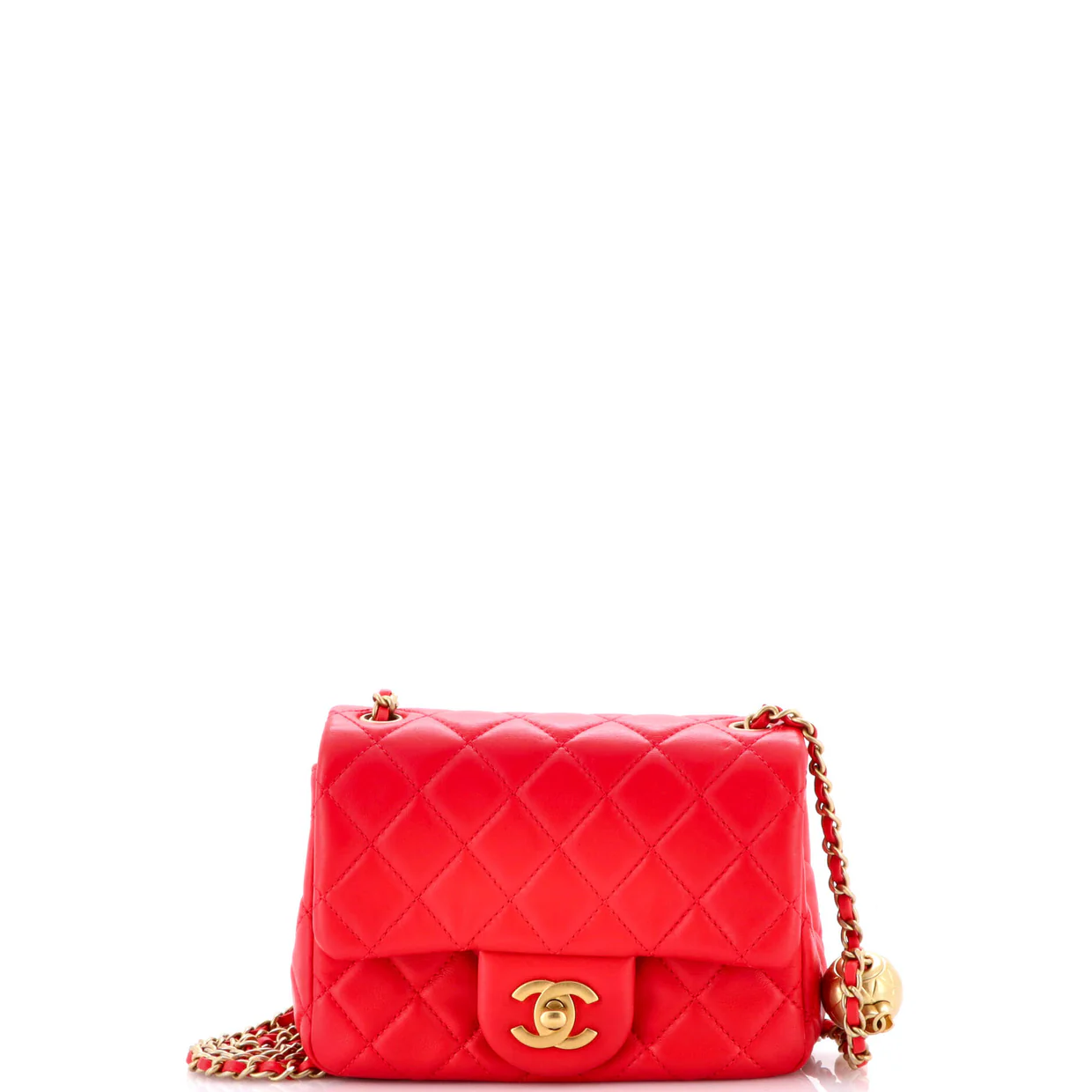 Pearl Crush Square Flap Bag Quilted Lambskin Mini - Deep Luxury