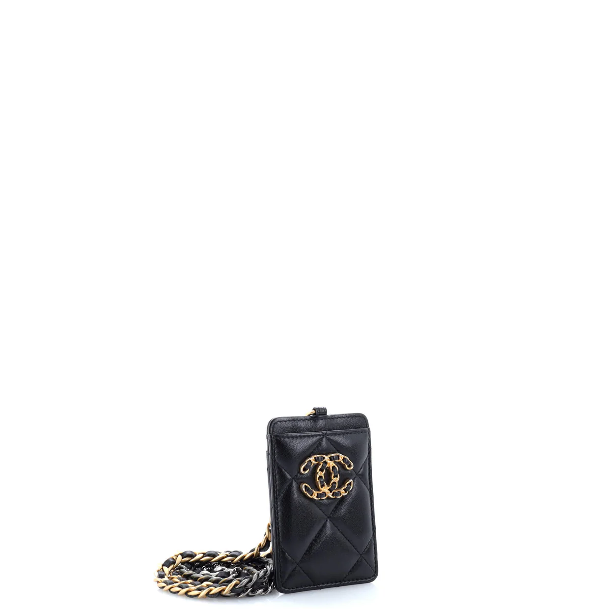 19 ID Card Holder on Chain Quilted Goatskin - Deep Luxury