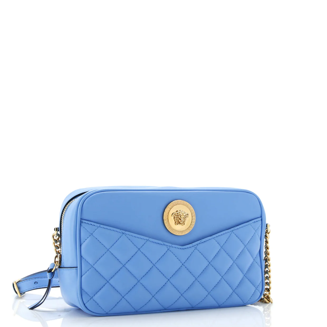 Medusa Icon Front Slip Pocket Camera Bag Quilted Leather Medium - Deep Luxury