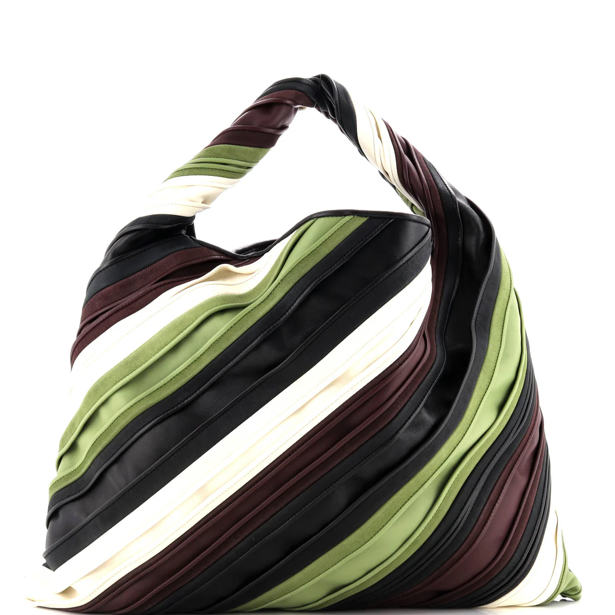 Hop Hobo Striped Leather and Suede Large - Deep Luxury
