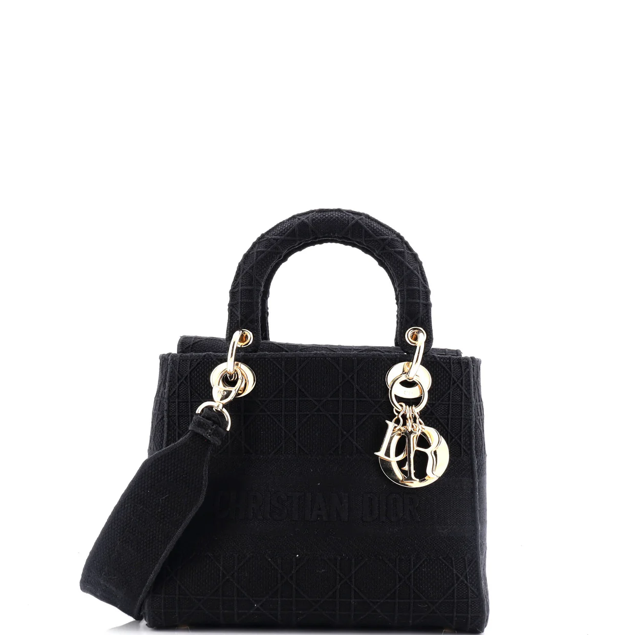 Lady D-Lite Bag Cannage Embroidered Canvas Medium - Deep Luxury