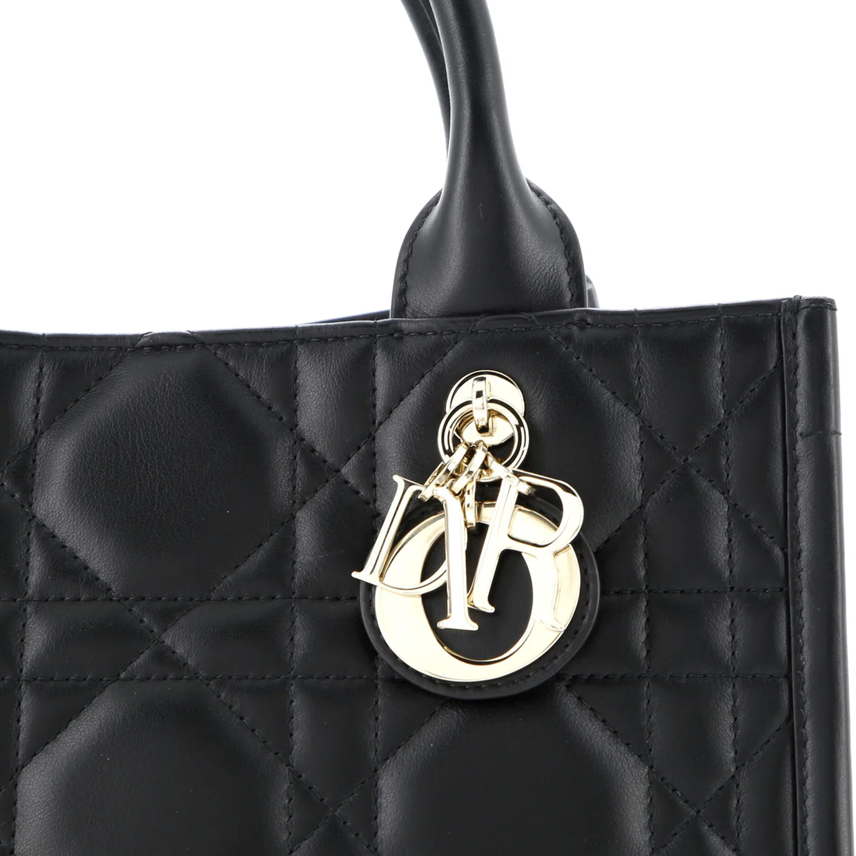 Book Tote with Strap Macrocannage Quilt Calfskin Small - Deep Luxury