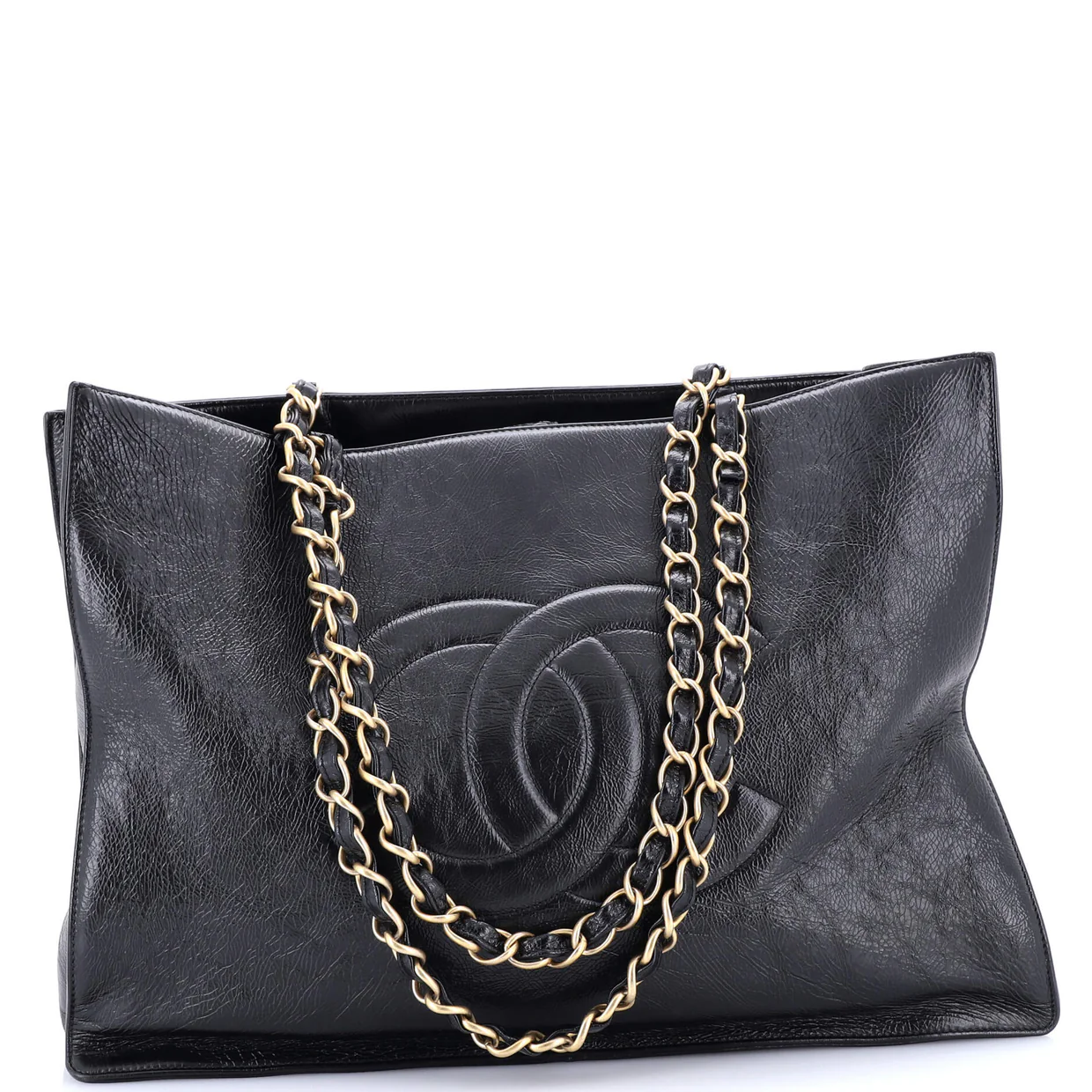 Timeless CC Chain Shopping Tote Shiny Aged Calfskin Large - Deep Luxury