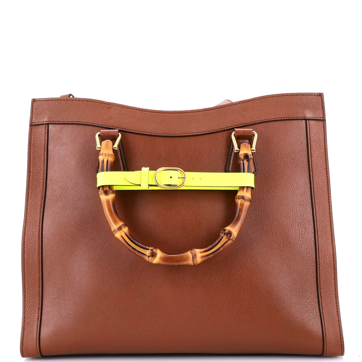 Diana NM Bamboo Handle Tote Leather Medium - Deep Luxury