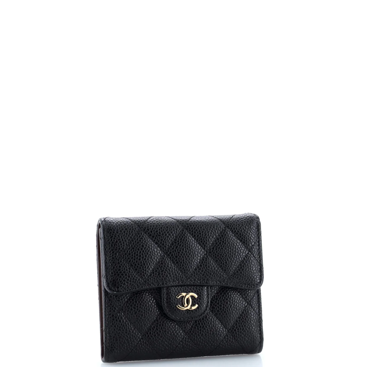 CC Compact Classic Flap Wallet Quilted Caviar - Deep Luxury