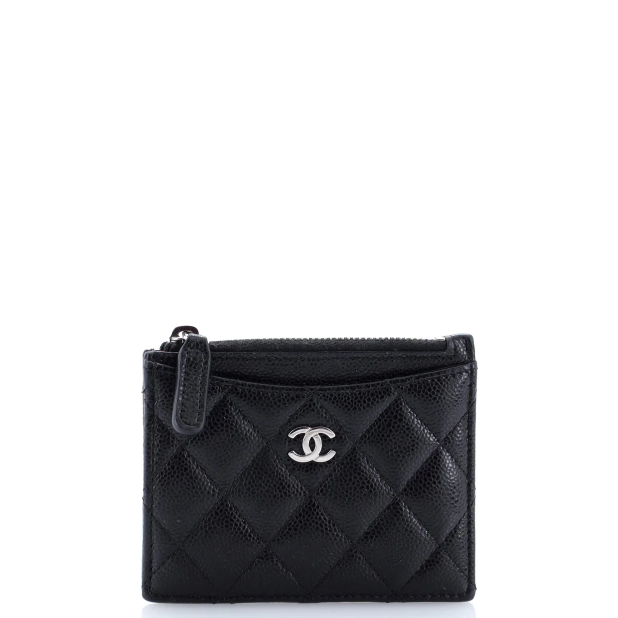 CC Zip Card Holder Quilted Caviar - Deep Luxury