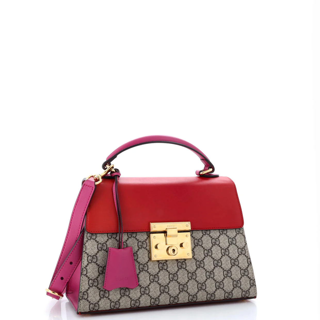 Padlock Top Handle Bag GG Coated Canvas and Leather Small - Deep Luxury