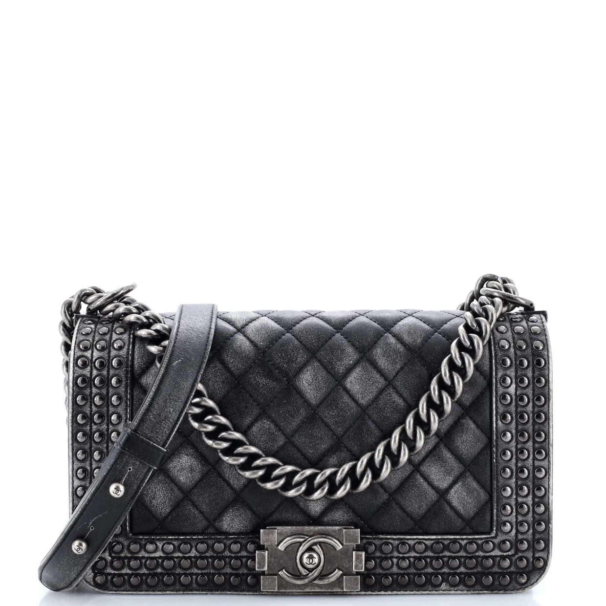 Paris-Dallas Boy Flap Bag Studded Quilted Distressed Calfskin Old Medium - Deep Luxury