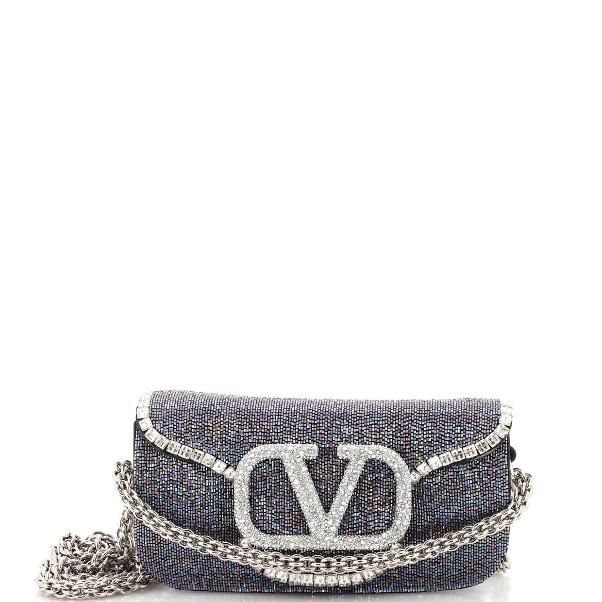 VLogo Loco Flap Shoulder Bag Embellished Leather Small - Deep Luxury
