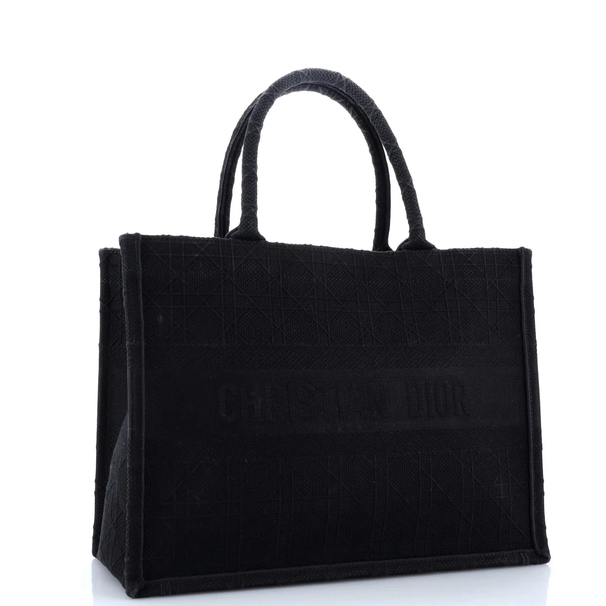 Book Tote Cannage Embroidered Canvas Medium - Deep Luxury