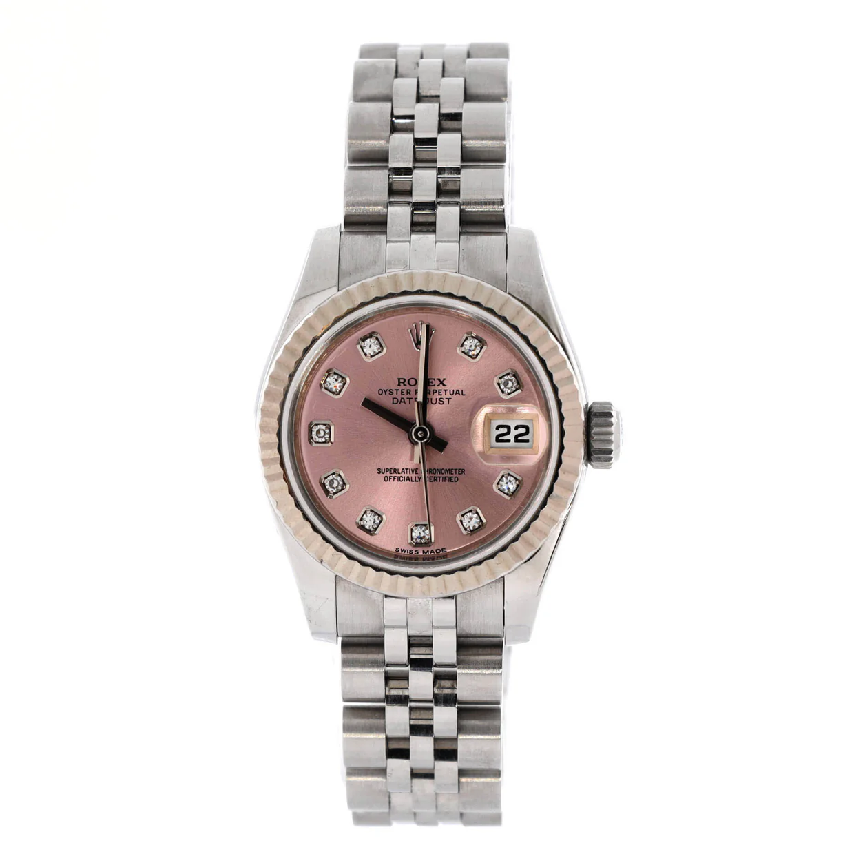 Oyster Perpetual Datejust Automatic Watch Stainless Steel and White Gold with Diamond Markers 26 - Deep Luxury