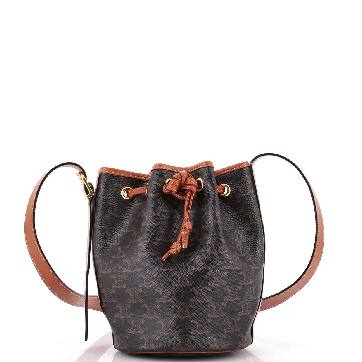 Drawstring Bucket Bag Triomphe Coated Canvas Small - Deep Luxury